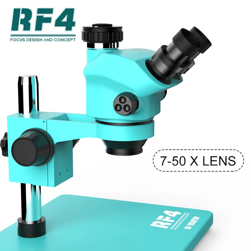 RF7050TVP Big Base 7-50X Synchronous Zoom Gems Microscope Mobile Phone Repair Trinocular Stereo Video Microscope Repair Tools