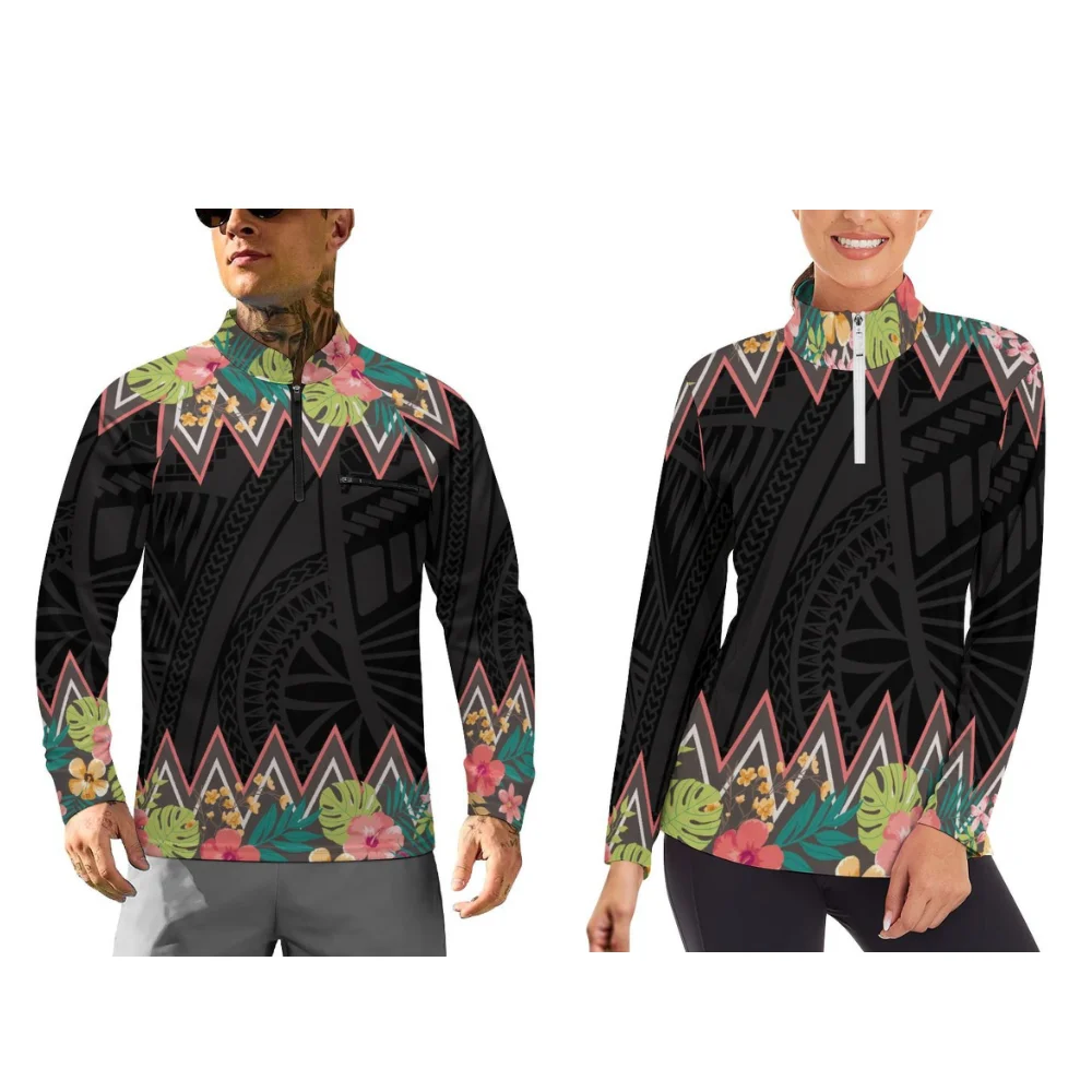 

Polynesian Long-Sleeved Sports Couple Wear Autumn And Winter Sportswear Home Fitness Sportswear Customizable Patterns