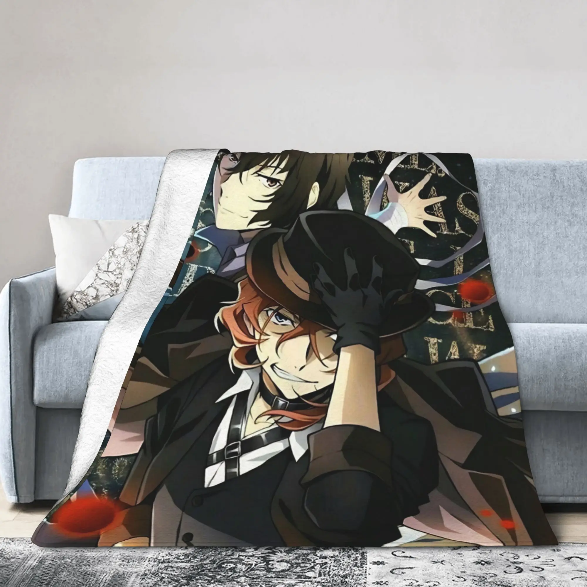 Dazai Bungo Stray Dogs Blankets Flannel Printed  Multi-function Lightweight Throw Blanket for Bedding Travel Rug Piece