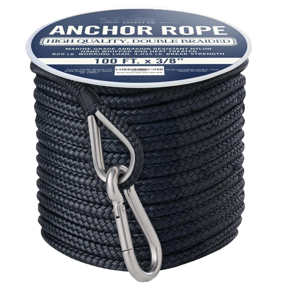 1pcs Nylon Anchor Line 50/100 FT FOR Braided Marine Rope With Stainless Steel Thimble Boat Anchor Rope.