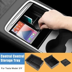 Vassoio di floccaggio per Tesla Model 3/Y 2021-2022 Console centrale Bracciolo Scatola nascosta Scatola di immagazzinaggio Accessori interni Car Styling