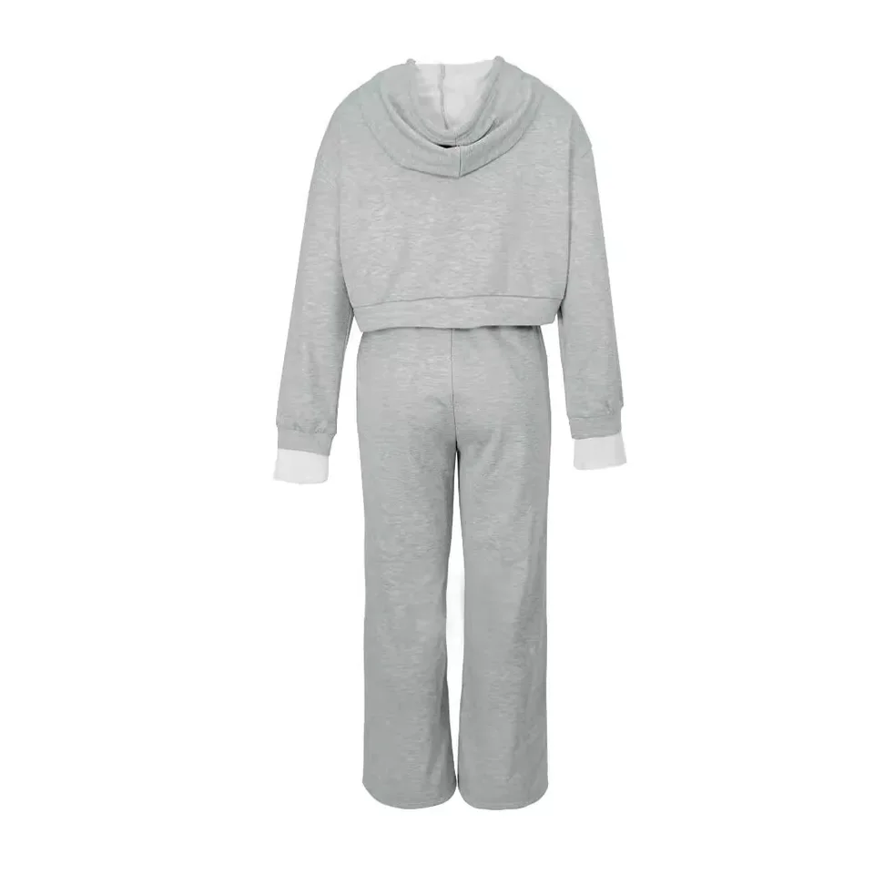 مجموعة نسائية أنيقة 2024 ربيع جديد غير رسمي Y2k مقنعين البلوز الرياضة بنطال ذو قصة أرجل واسعة قطعتين دعوى للإناث الشارع الشهير #3