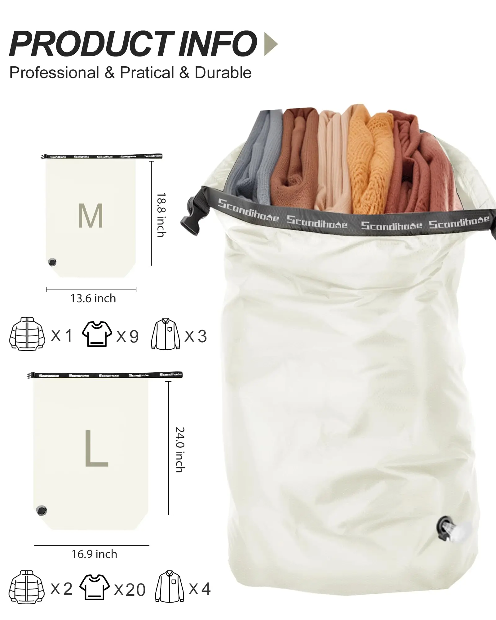 Reise-Aufbewahrungstasche Kompressionssack Wasserdicht Ohne Pumpe Vakuumbeutel Kleiderorganizer Platzsparende Tasche für Backpacking und Fitness – Detail 3