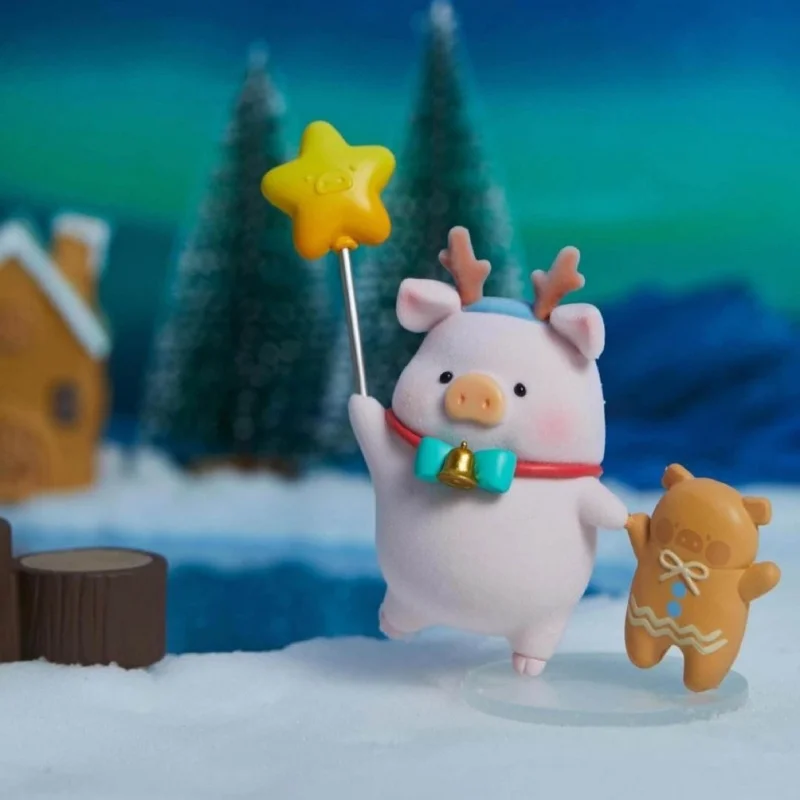 Auténtico cerdo enlatado LuLu Pig Christmas Town series caja ciega hecha a mano pan de jengibre cacao caliente regalo de Navidad juguete de moda
