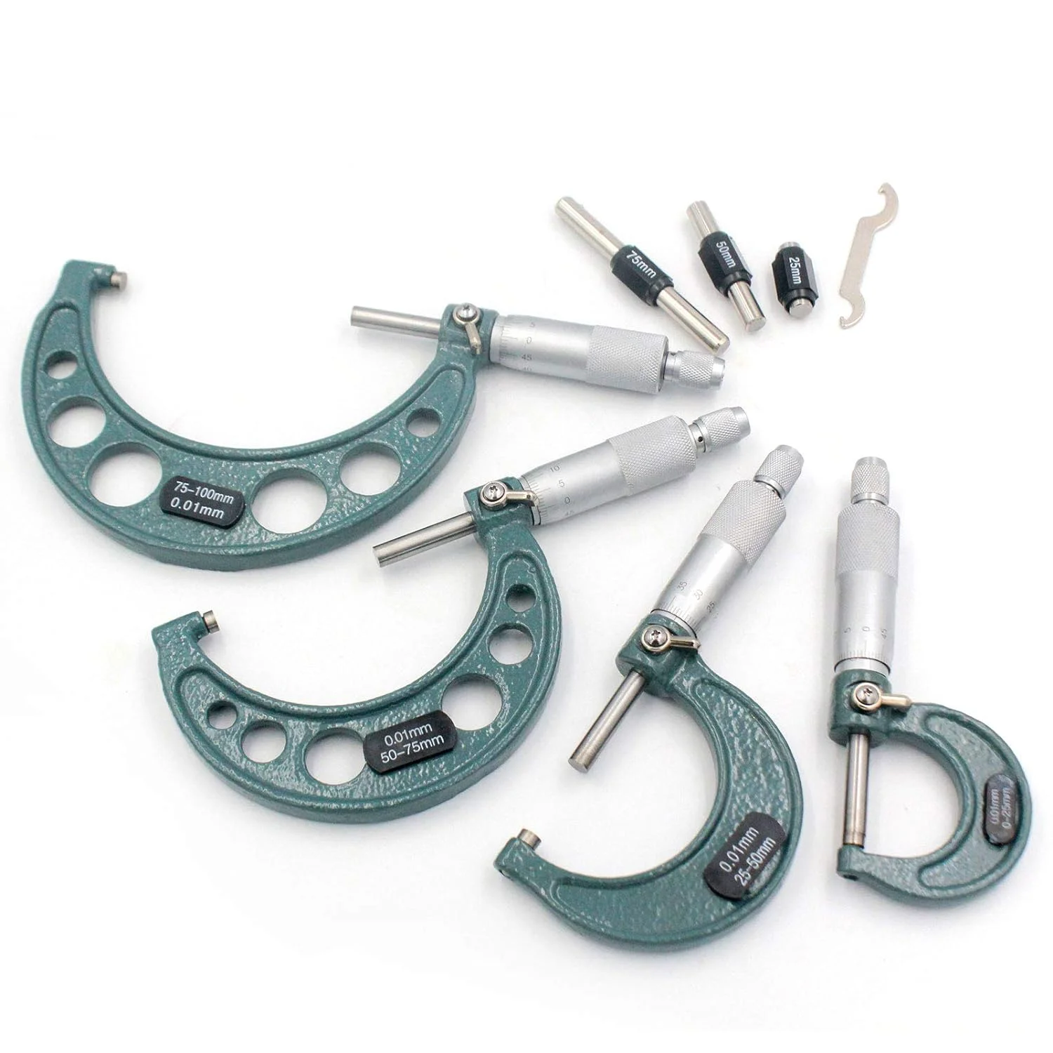 Outside Micrometer Set 0-100mm/0.01mm Precision Machinist Tool with Carbide Tips