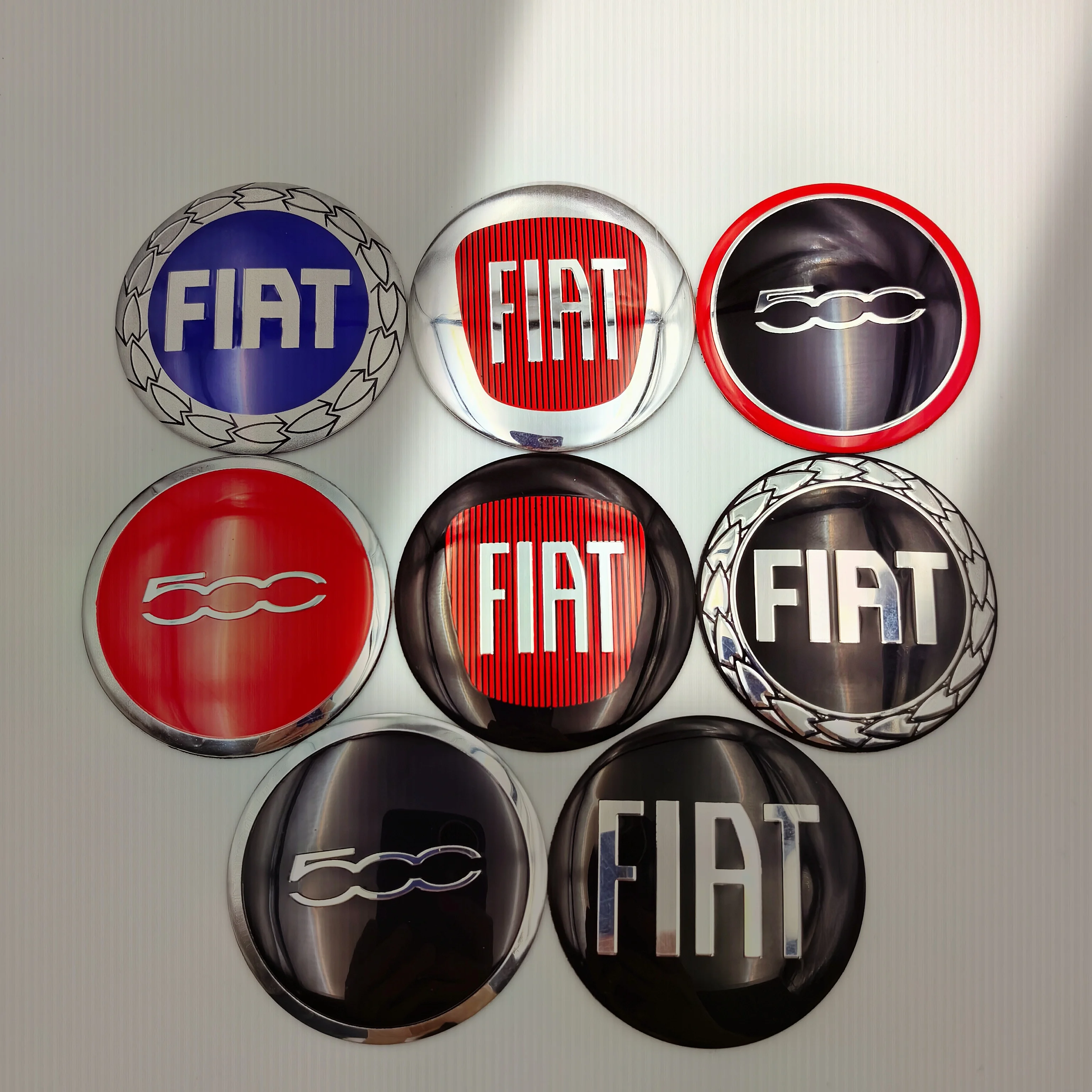 10PS 50mm 56mm 3D Fiat Logo Car Emblem Wheel Center Hub Cap Dust-Proof Rim Refit Badge Cover Sticker Styling Accessories for 500
