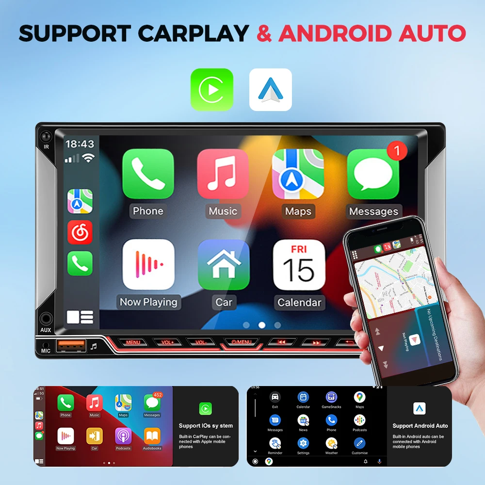 GEARELEC  2 Din Car Radio Android 12 Wireless CarPlay Android Auto Car Radio Autoradio GPS WiFi Multimedia Player For VW Golf