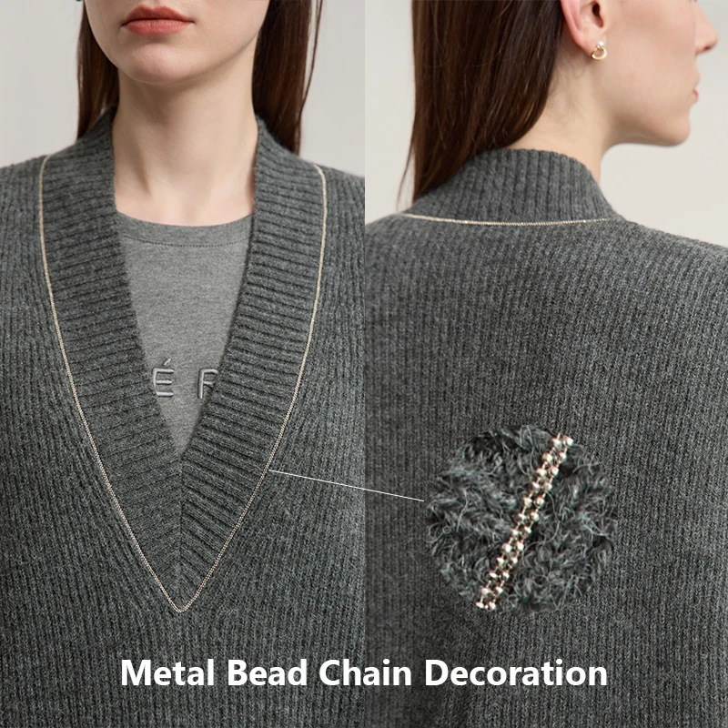 AMII Sleeveless Vest Woman 2025 Autumn Elegant Casual Knitted Tops Female Solid V-neck Loose Versatile Women Clothing 12523160