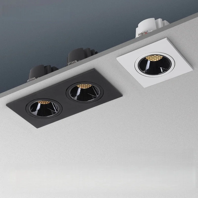 Dimmable Recessed Square LED Anti-glare COB Downlights 7W 9W 12W 15W AC85-265V Spot lights Ceiling Lamp aluminum Indoor lighting