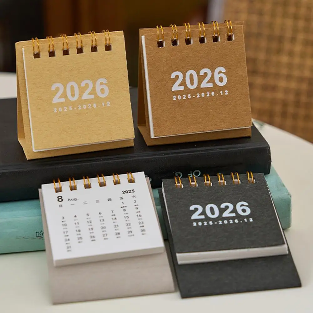 

Мини-настольный календарь на 2026 год Jan 2026 Dec 2026 12-месячный планировщик, небольшой стоячий календарь с двойным проволочным переплетом для домашнего офиса