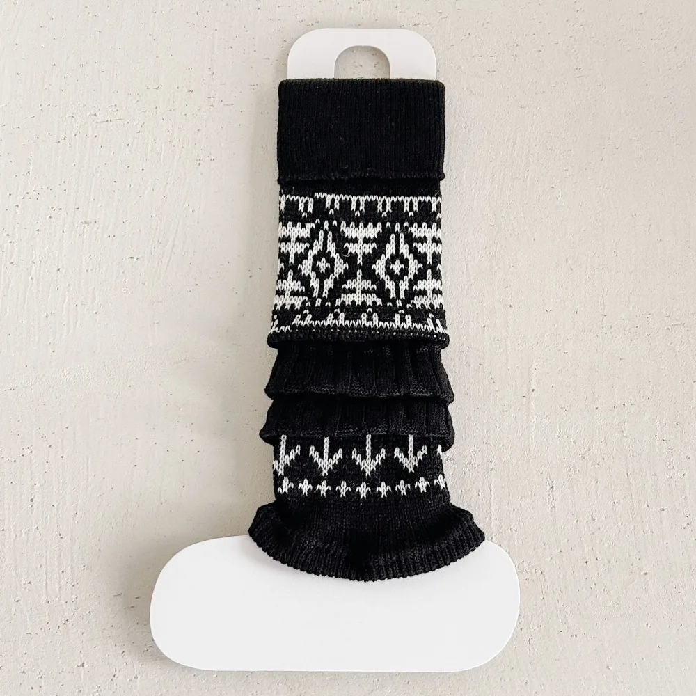 

Детские гетры Harajuku, однотонные вязаные чехлы для ног в японском стиле Kawaii Sweet Fair Isle, осенние вязаные носки