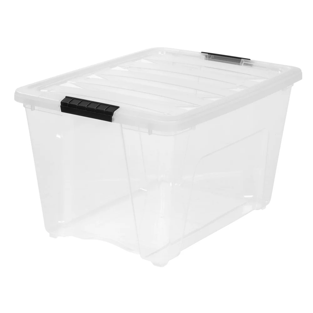 53 Qt Plastic Storage Bin with Lid Stackable Containers Durable Totes Home Garage Office Organizing Clutter Control Easy Carry