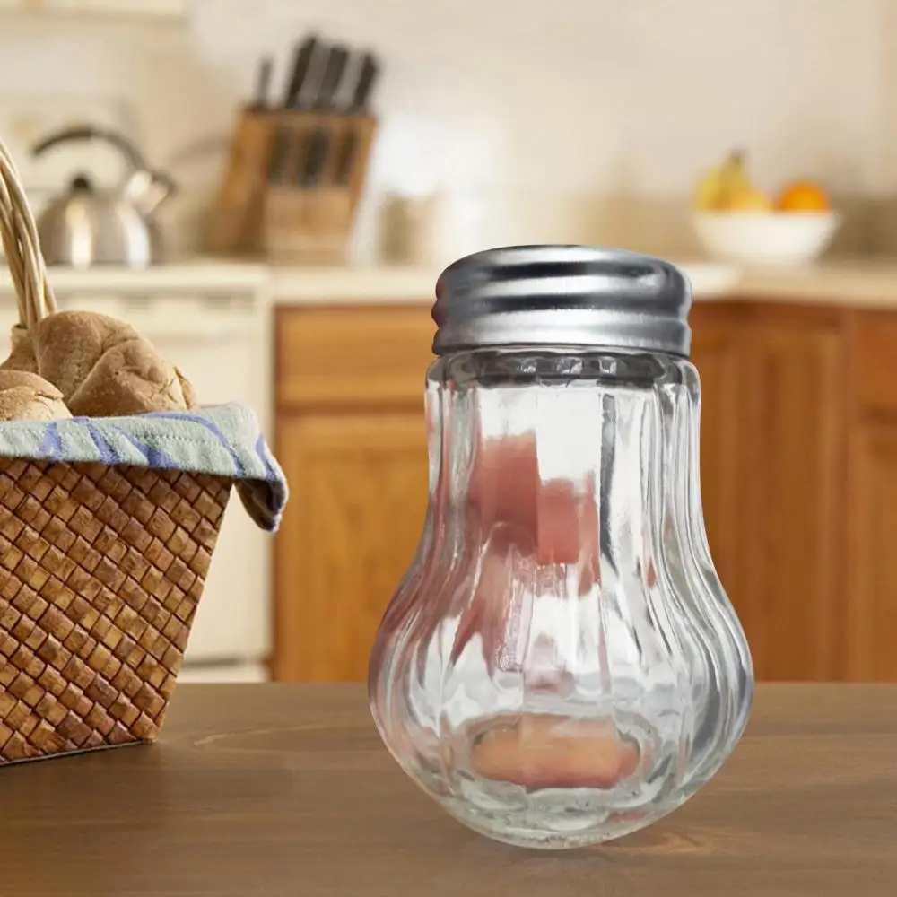 2Pcs Kitchen Spice Salt Pepper Seasoning Shaker Jar BBQ Cooking Glass Bottle