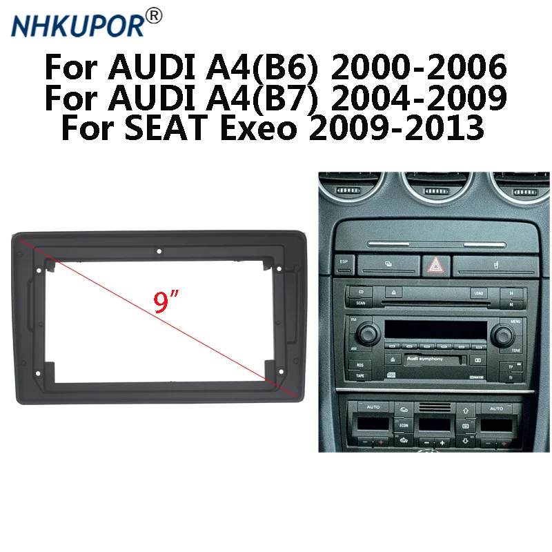 Car Radio Fascia Frame Kit For Audi A4 B6 B7 2001-2008 GPS Navigation Stereo Dash Installation Trim Bezel Panel