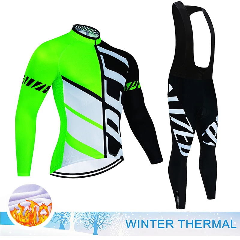 2025 الشتاء الحراري الصوف الدراجات الفانيلة مجموعة ملابس الدراجة الجبلية مايوه Ropa Ciclismo Invierno دراجة الدراجات الملابس #4