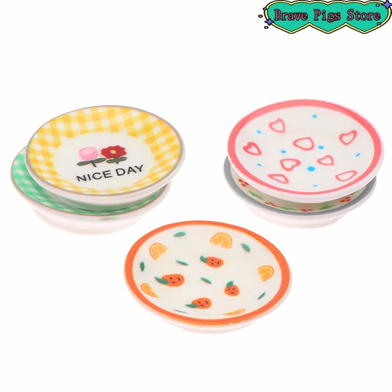 5Pcs Mini Plates Dishes Model Simulation Kitchen Decoration Accessories