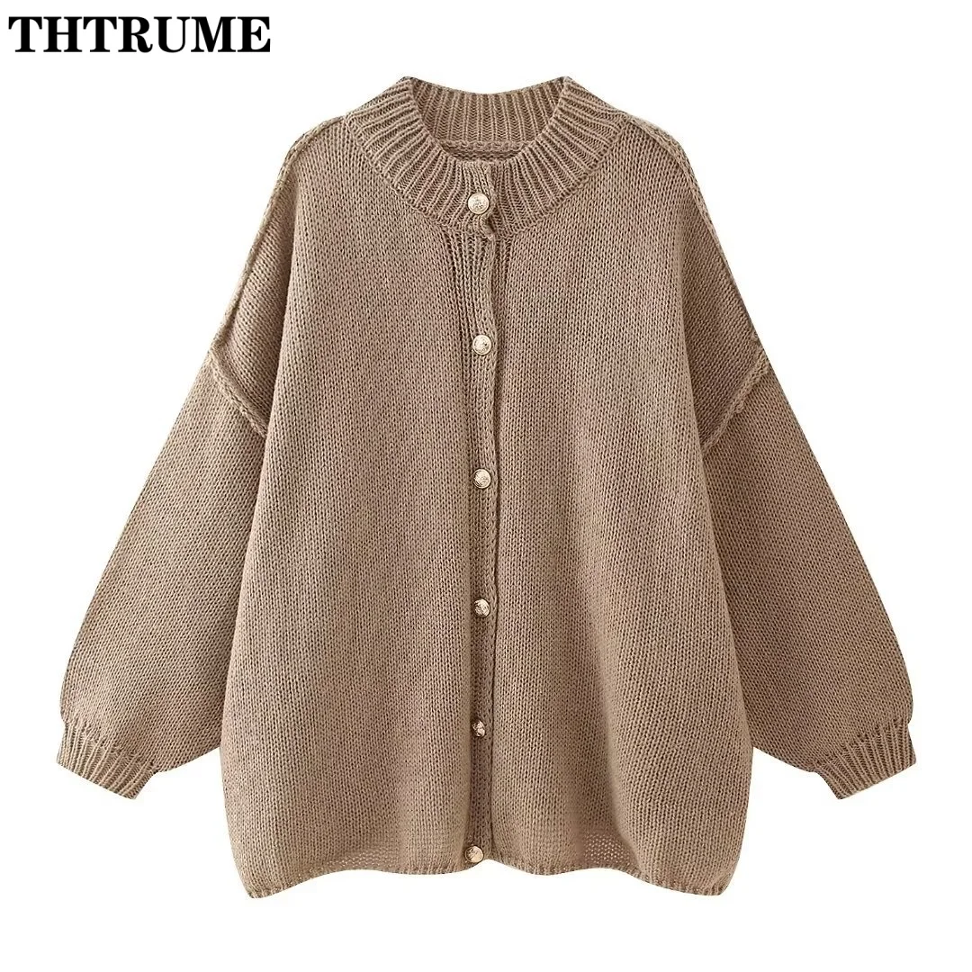 Elegant Women Single Breasted Sweaters Fashion Autumn Winter O-Neck Solid Long Sleeve Jumpers Tops Casual Knitwear New Cardigans