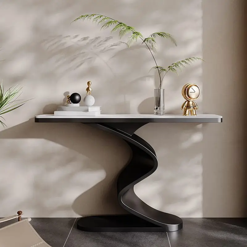 

Italian light luxury entrance table ultra-narrow against the wall modern villa simple hotel view table corridor Internet