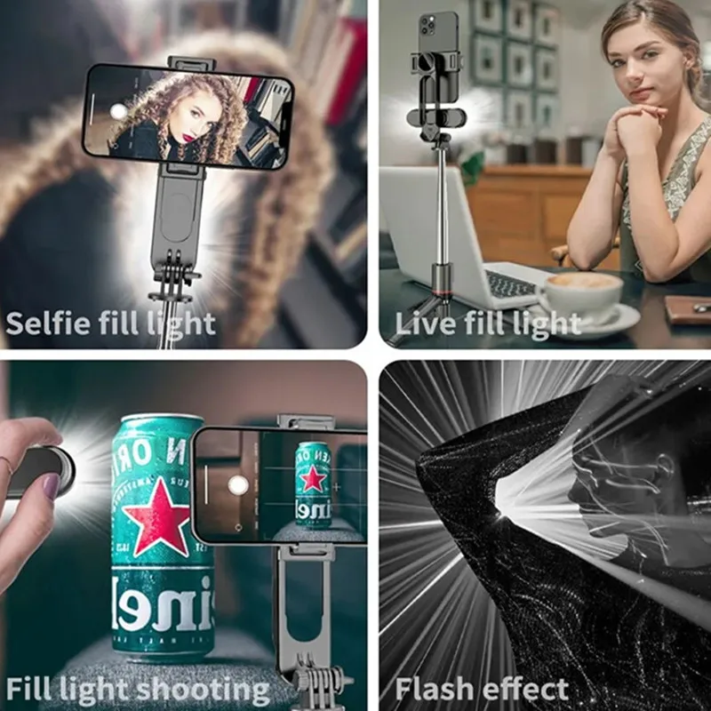 COOL DIER L15 Neue Stative mit Bluetooth-Auslöser, LED-Licht, Telefonhalter, Selfie-Stick-Stativ für Smartphone, Tiktok Live