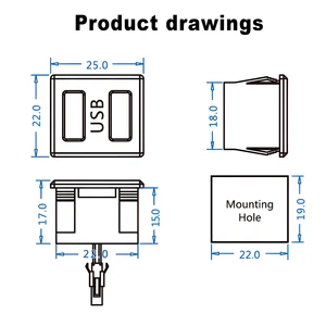 ダブルレイヤーUSBメスベースタイプCソケットとメスのUSBランプ充電ソケット電源ソケット付きケーブルコネクタ 10ベストセールス12V UPS回路-7