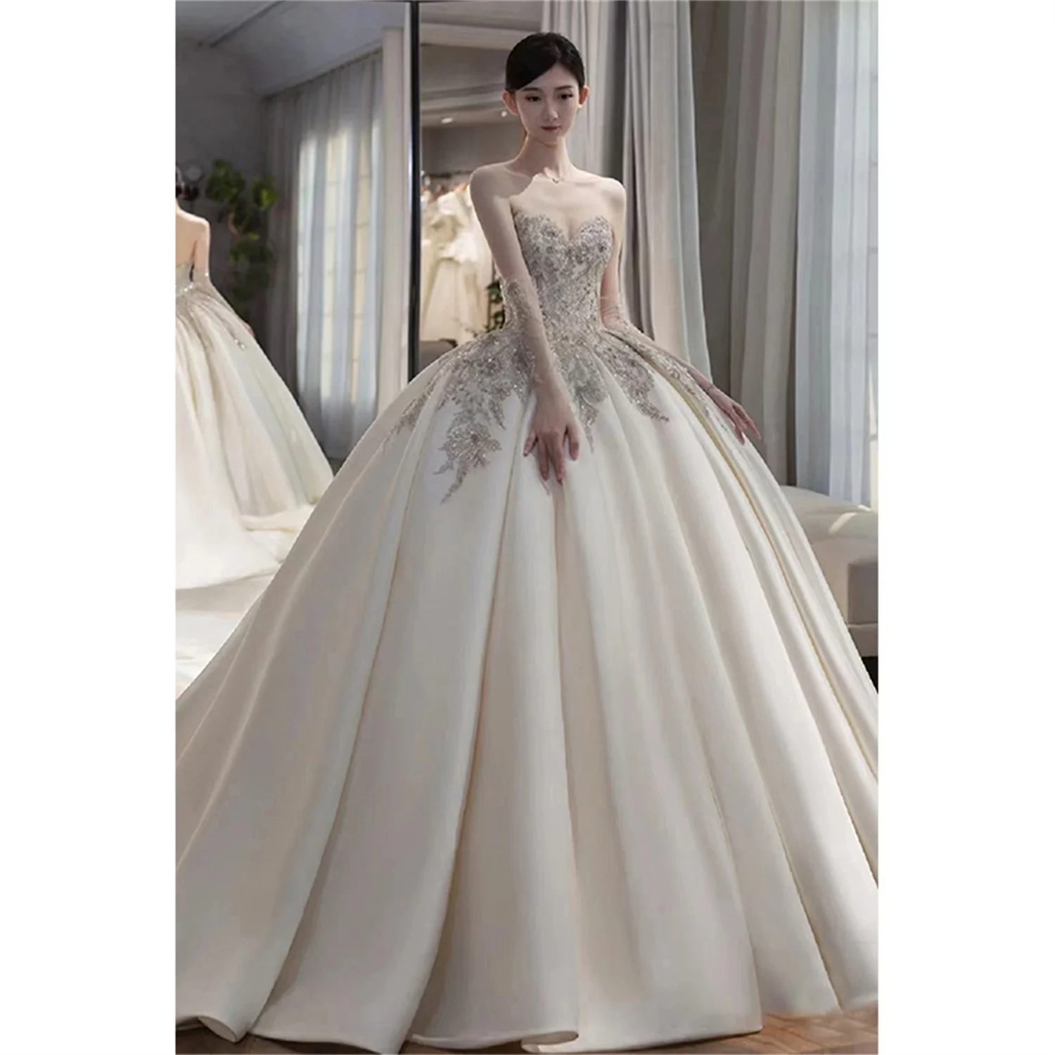 

V-neck Civil Wedding Dresses for Woman Tailing Weeding Dress Women 2023 Wedding Dress 2024 Bepeithy Official Store Bride Bridal