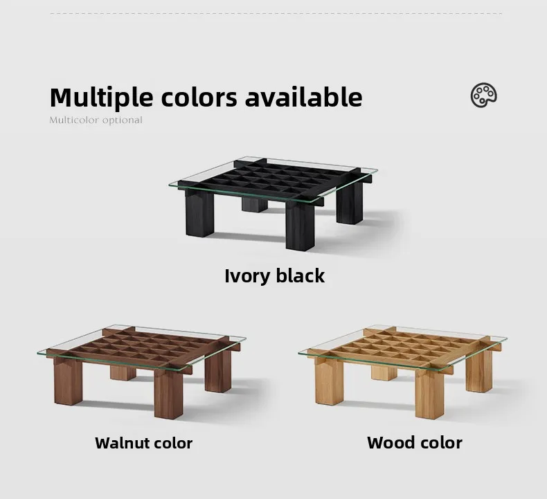 โต๊ะกาแฟไม้จริงสีดำสไตล์วบิซาบิ สำหรับห้องนั่งเล่น อพาร์ทเมนต์ขนาดเล็ก สไตล์โมเดิร์น ทรงสี่เหลี่ยม ดีไซน์เนอร์ P