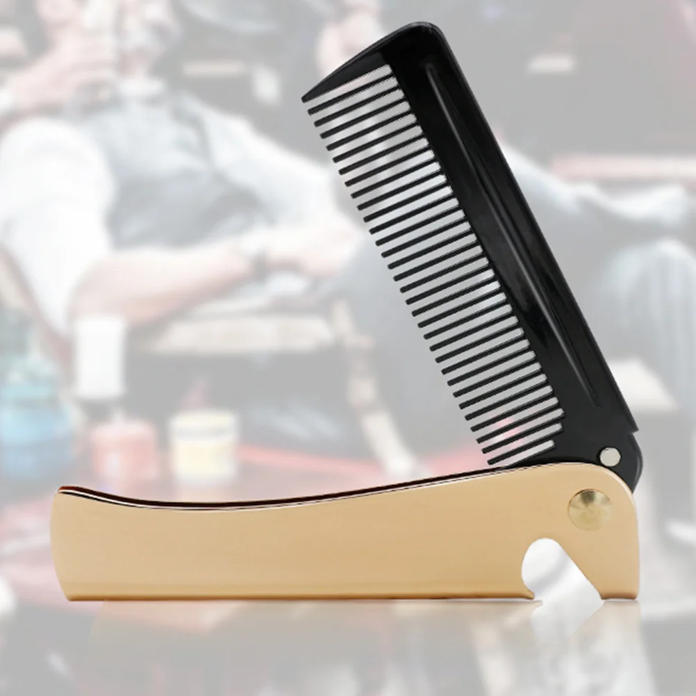 

Golden Foldable Stainless Steel Comb Smooth Teeth Hairdressing Accessories Massage Beard Comb For Men Anti-Static Portable