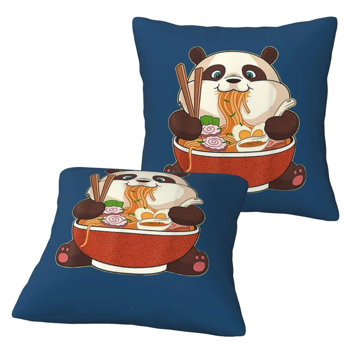 Kawaii Cute Anime Panda Otaku Japanese Ramen Noodles Gift 2 pcs Square Pillowcase Pillow Cover Comfort Throw Pillow for Home Car