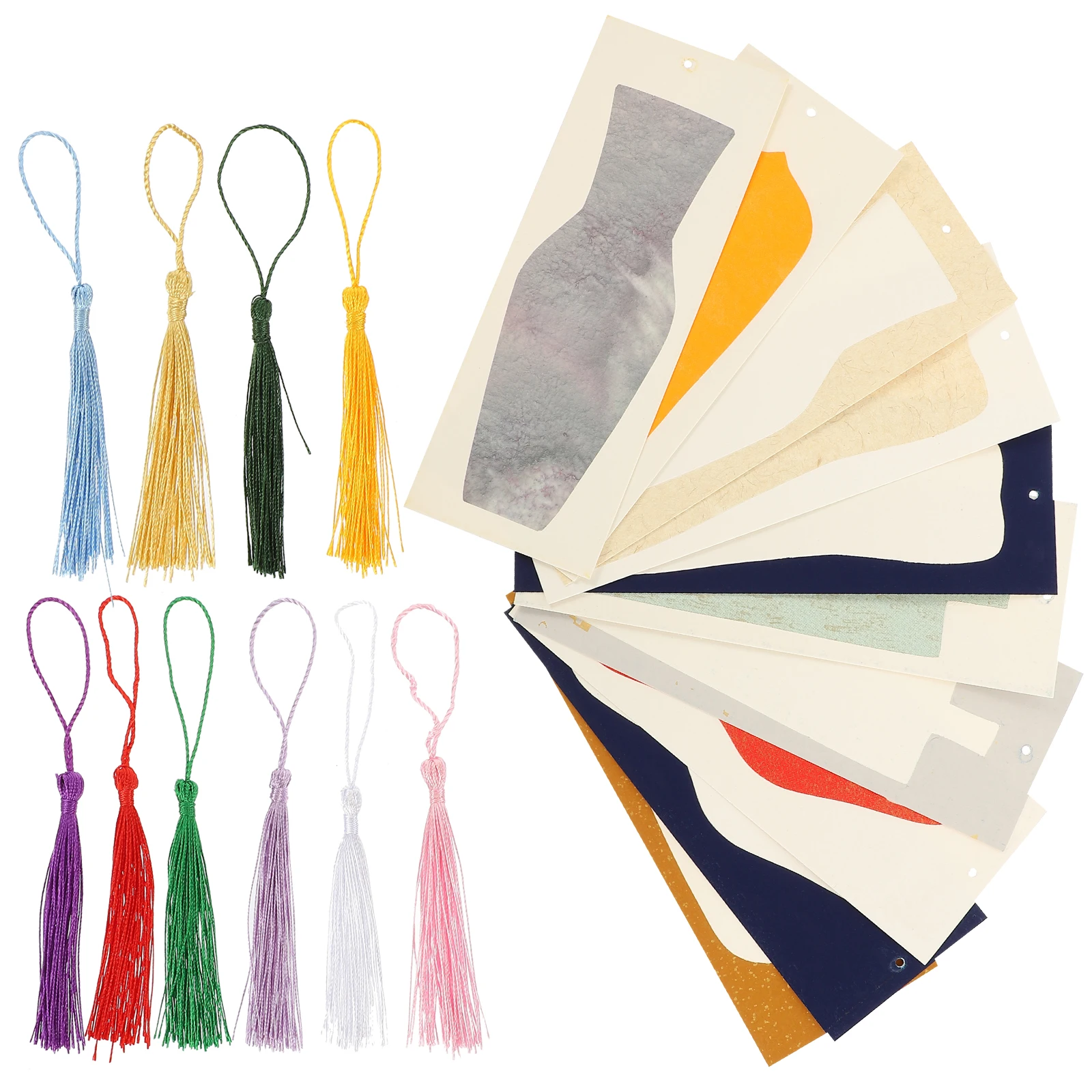 

10Sets Blank DIY Paper Bookmarks Chinese Style Tassel Bookmarks for Wedding Gifts Souvenirs Craft Projects Reading Page Markers