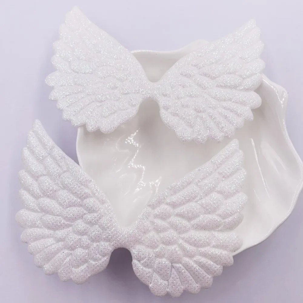 Glitter Bepowder Cloth Padded 10CM AB Pretty Angel Big Wings patch DIY Wedding Appliques Decoration Craft SE359