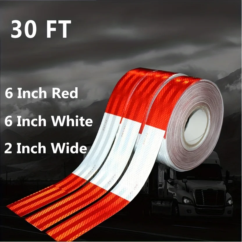 1pc Reflective Safety Tape DOT-C2 Waterproof Red And White Adhesive Conspicuity Tape For Trailer, Outdoor, Cars, Trucks