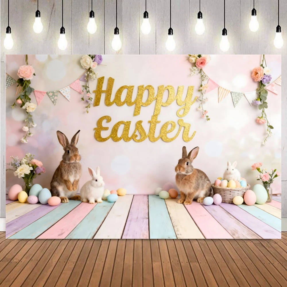 

Счастливый пасхальный кролик красочное яйцо деревянная доска фото фон фестиваль портрет день рождения домашний декор фон для фотосъемки