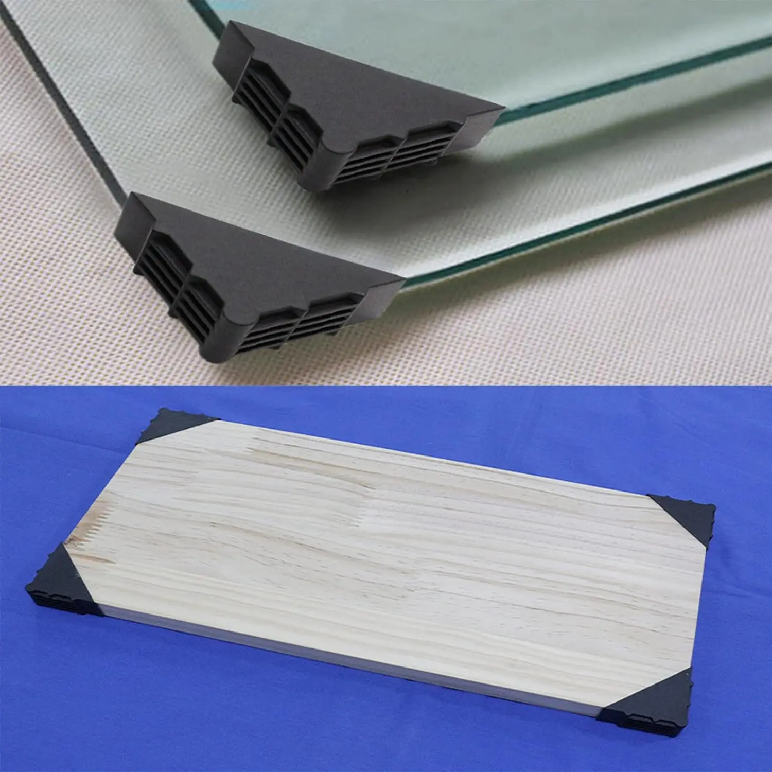 200Pcs Black Plastic Glass Tile Panel Corner Guards Slip-on Protector Caps