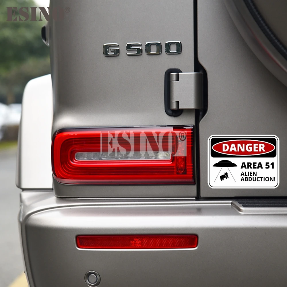 الإبداعية تحذير UFO منطقة 51 الغريبة اغطية الكرتون البلاستيكية ملصق مائي مقاوم للماء جسم السيارة ملصق نمط الفينيل #4