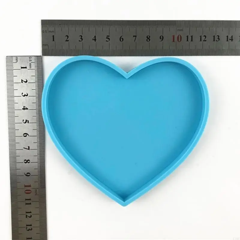 

R3MC 5 Pcs/Set Love Heart Shaped Epoxy Resin Mold Cup Mat Casting Silicone Mould DIY Crafts Jewelry Placement Plate