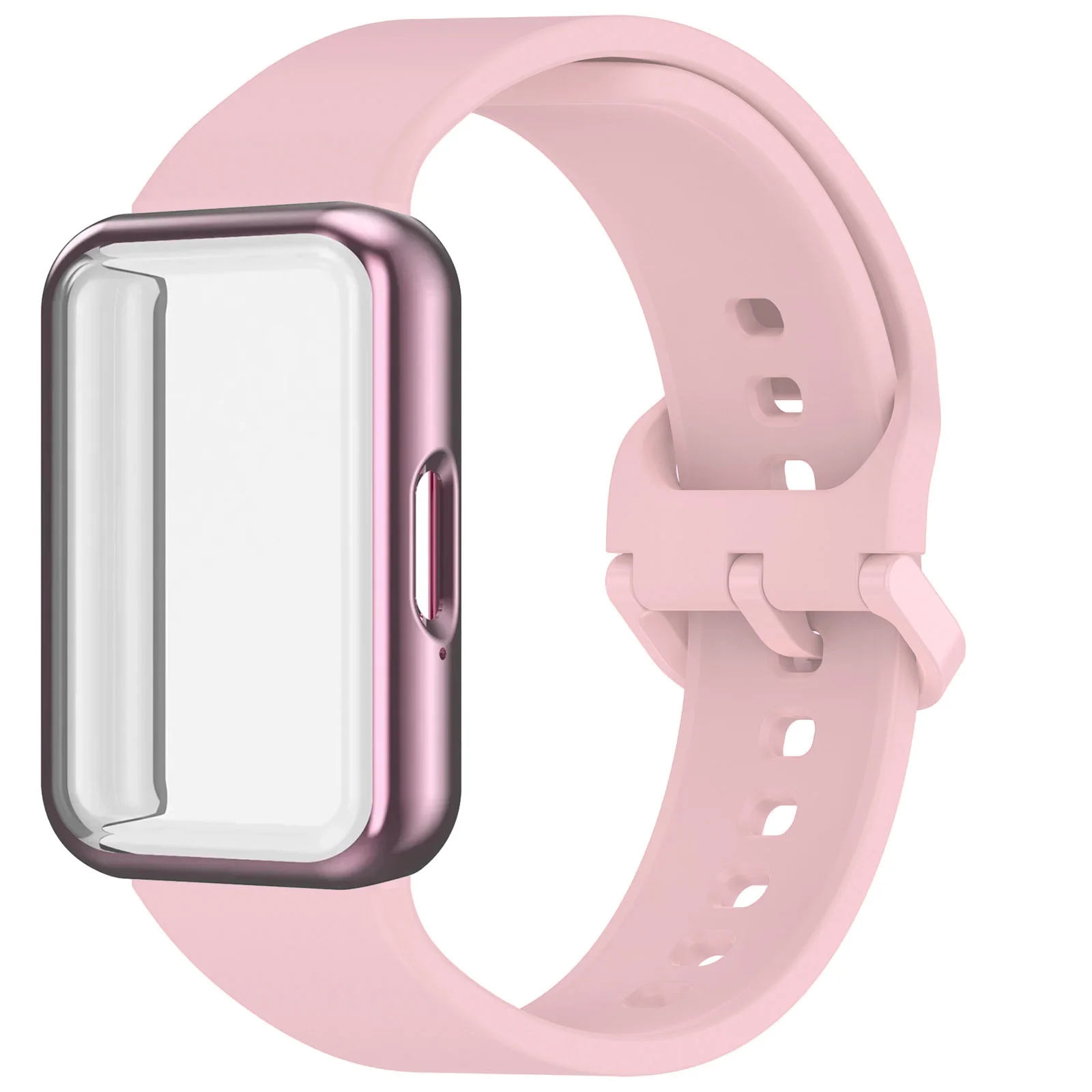 Zachte hoes + siliconen band voor Samsung Galaxy Fit 3 Officiële bandarmbandkit Correa voor Galaxy Fit3 Beschermende schaalaccessoires