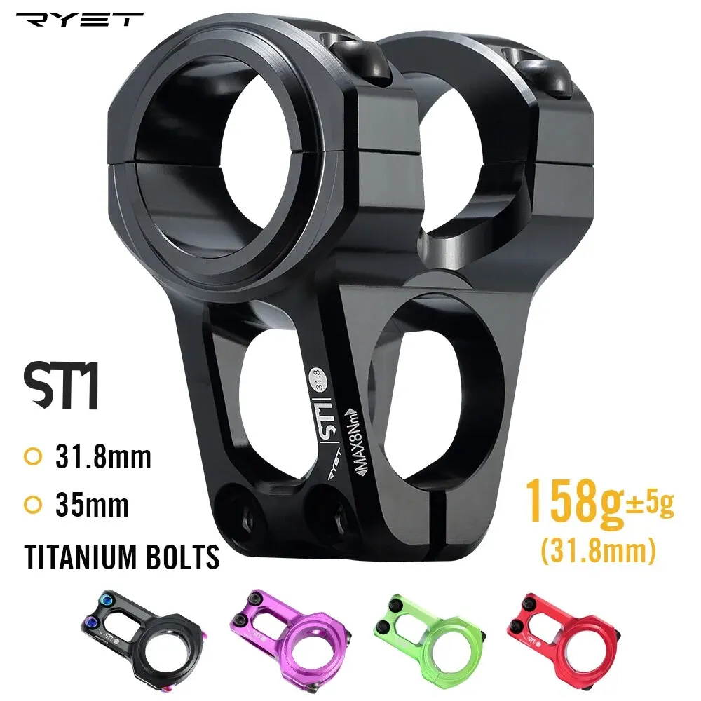 RYET MTB Stem Mountain Road Bike Stem 31.8mm 35mm Downhill Handlebar Stem 0 Degree 35mm Length XC AM Cycling Accessories