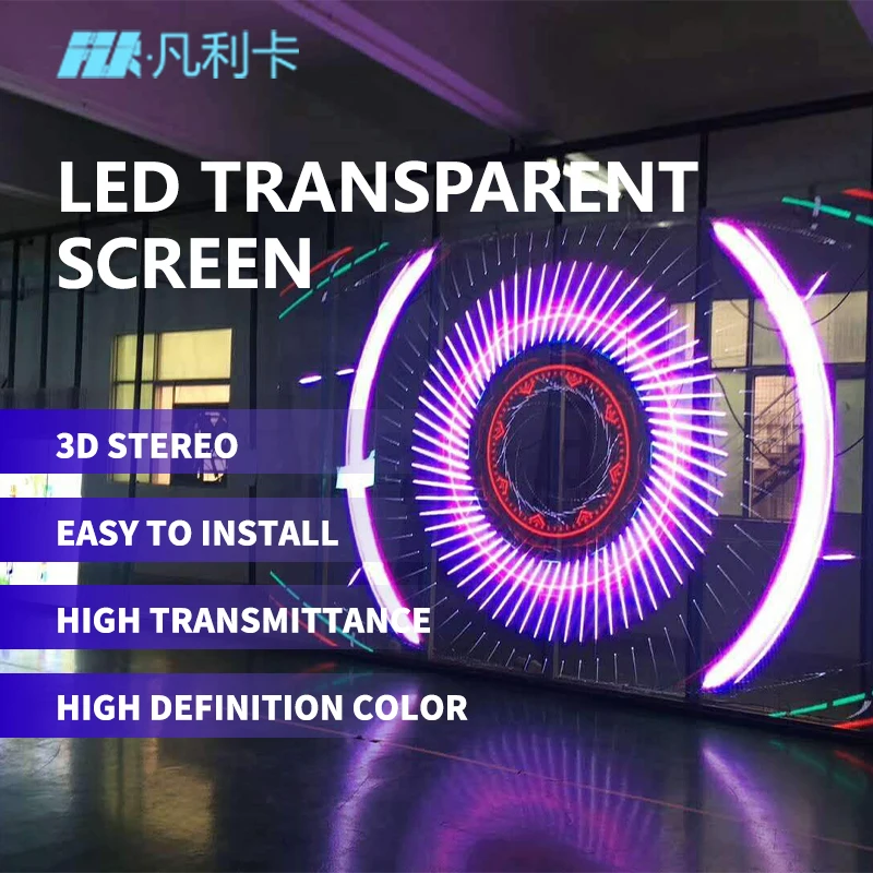 LED transparent screen Outdoor glass curtain wall Waterproof transparent screen Hd transparent grille screen Transparent window