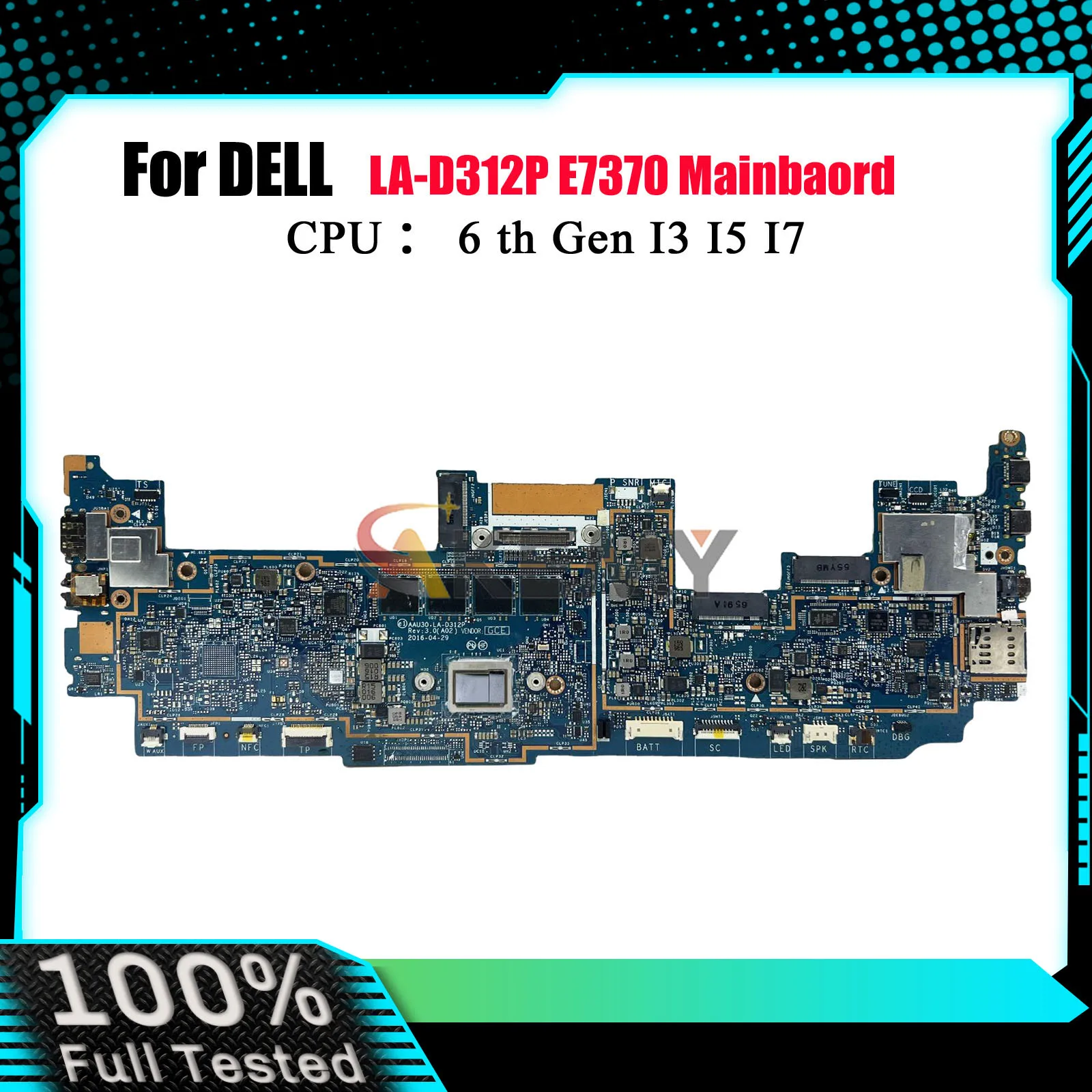 

Материнская плата ноутбука Dell Latitude 7370 E7370 13,3 дюйма, модель LA-D312P для Dell, CN-0X95H8 0DHF1J, 100% протестировано, ОК