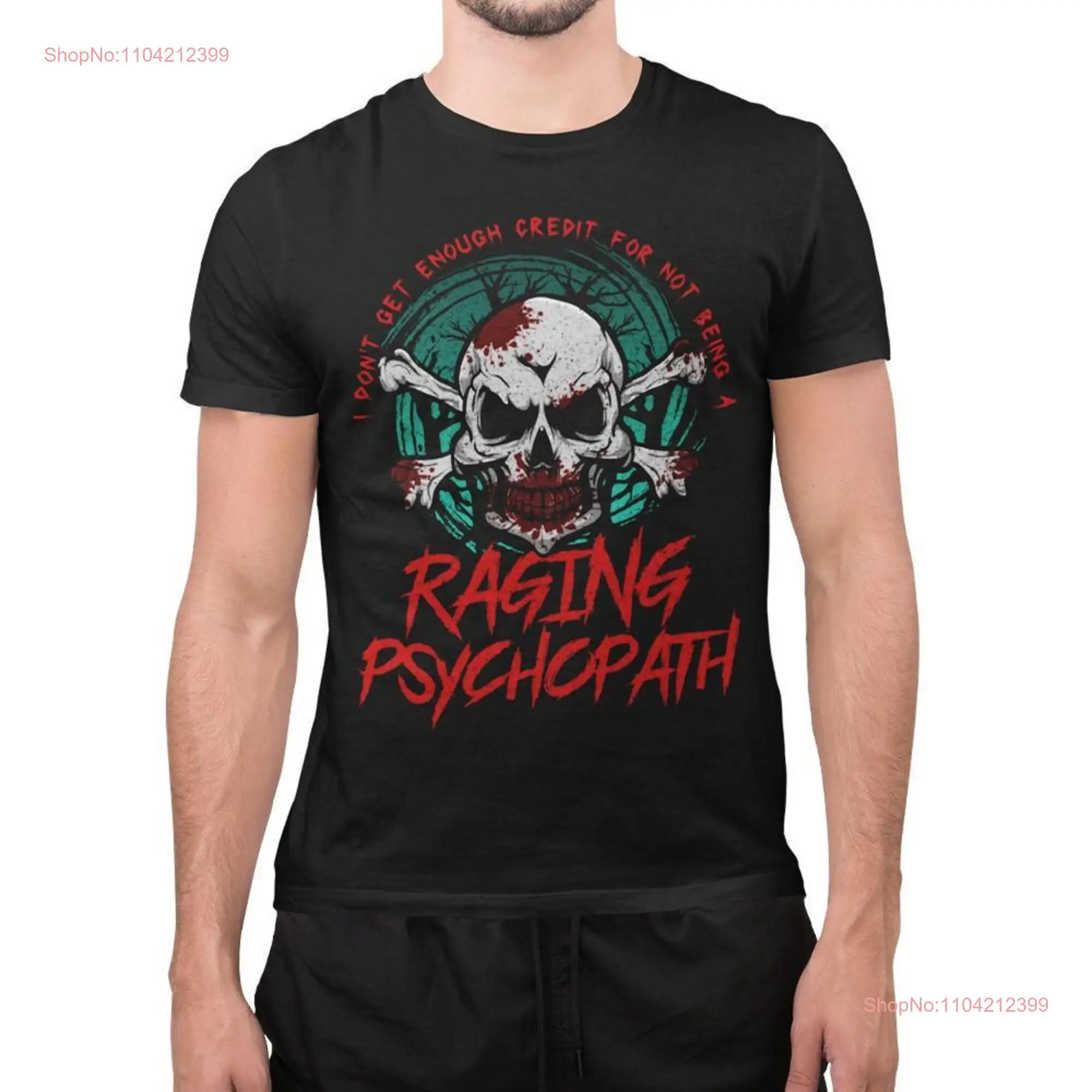 Raging Psychopath Skull Antisocial Introvert Humor Design Classic T Shirt long or short sleeves