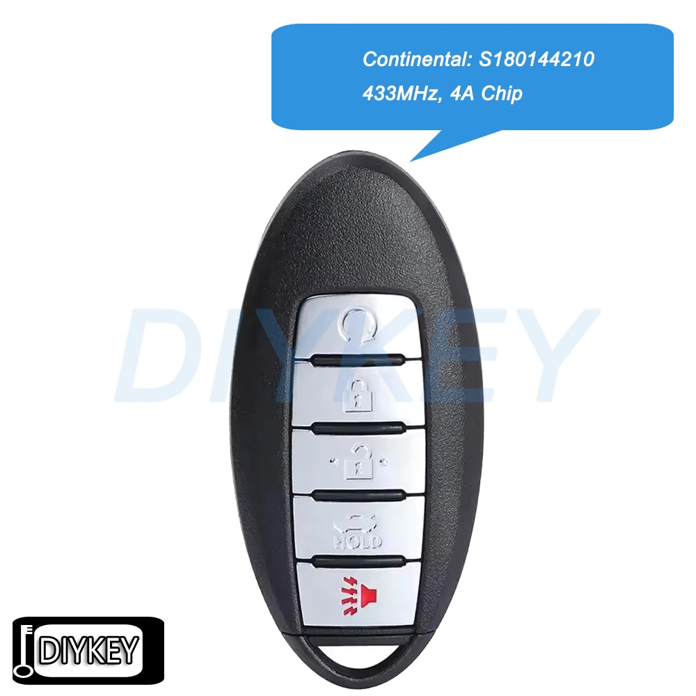 5 Buttons Smart Remote Car Key Fob 433MHz 4A Chip for Infiniti Q50 2016 Q60 2017 2018 Continental: S180144210, KR5S180144014