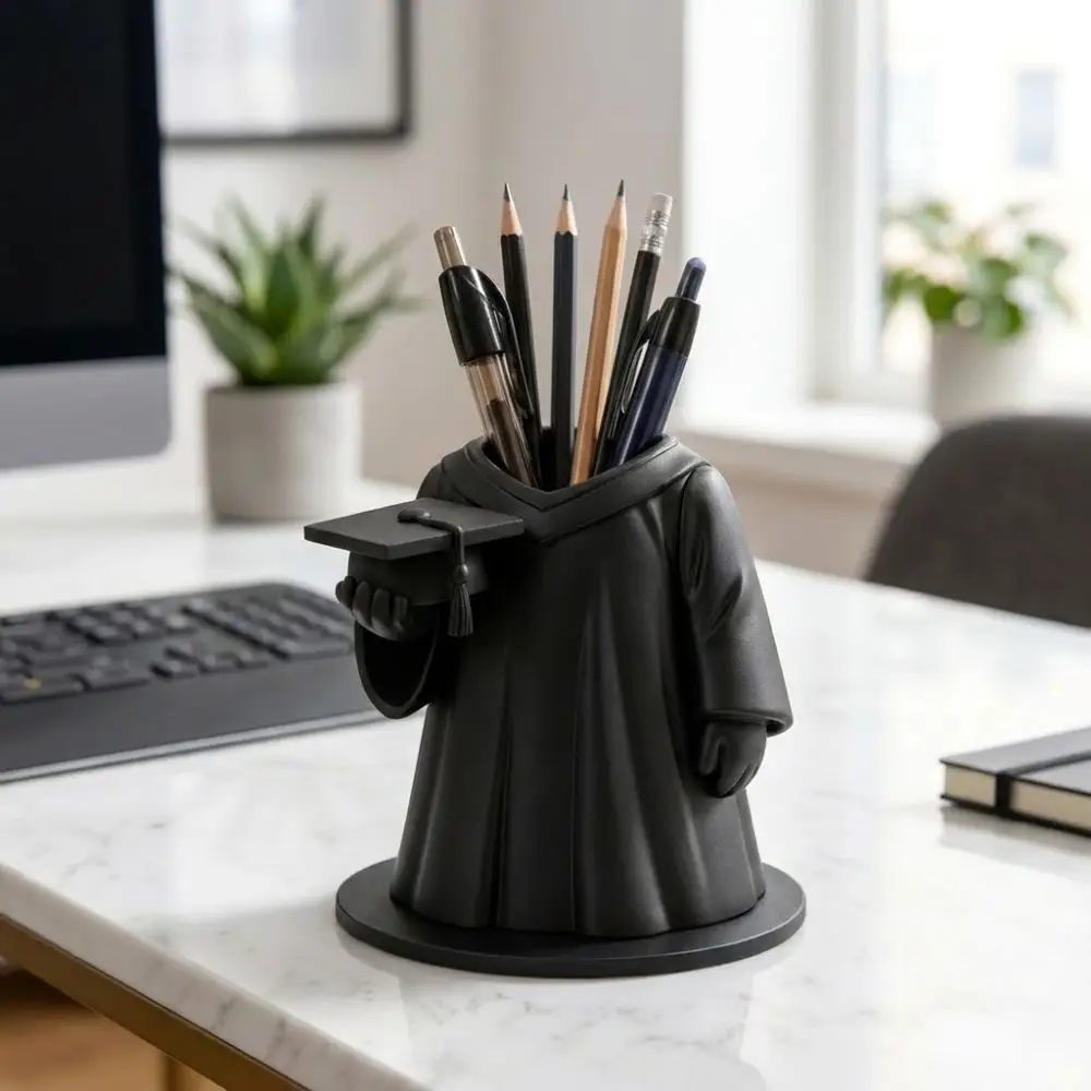 3D Printing Graduation Gown Pen Holder Plastic Large Capacity Clothing-Shaped Pen Cup Unique Non-Slip Base Makeup Brush Bucket