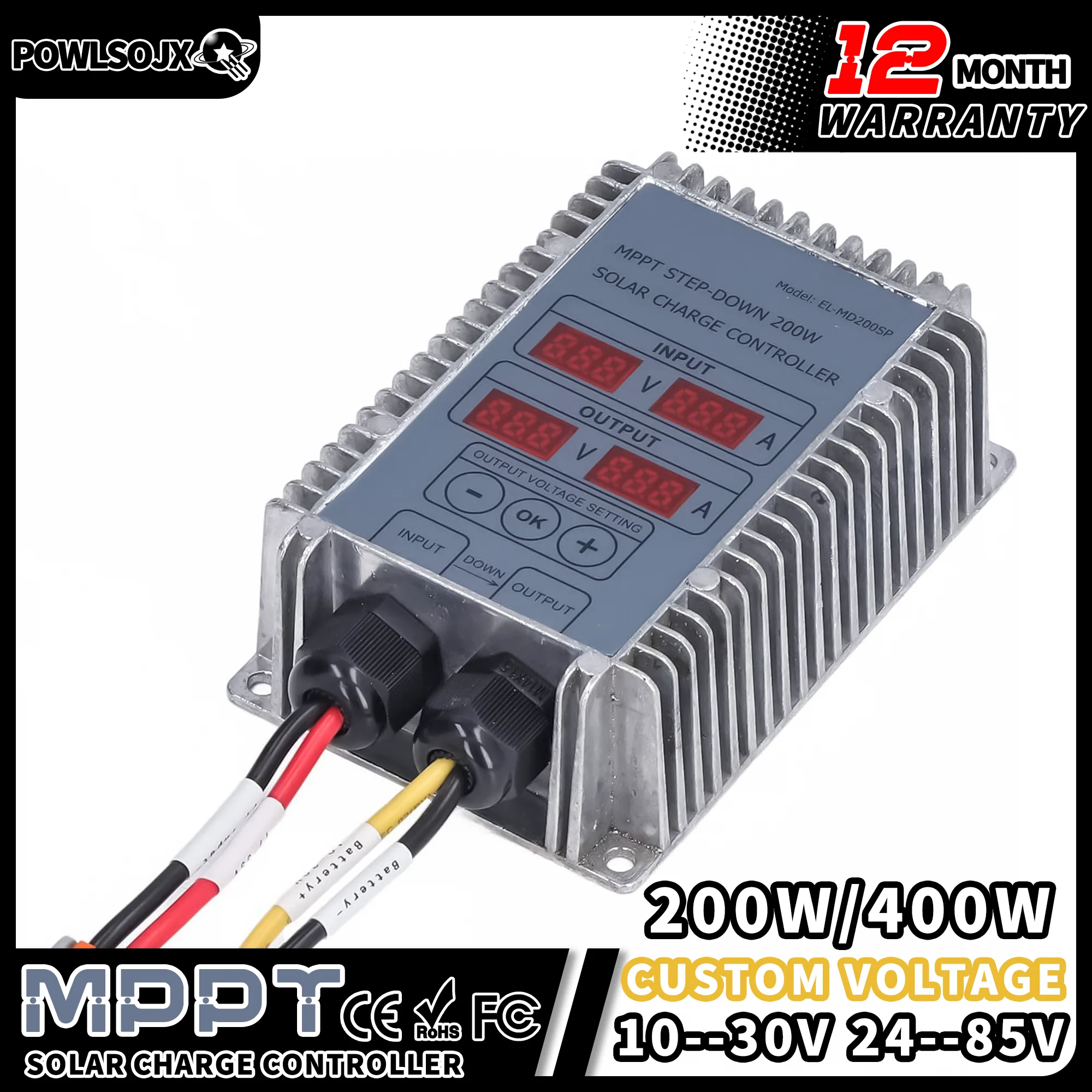 recarga rastreamento em tempo real aluminio step up down 200w 400w 24 v 85v 10 v 30v output solar battery charge controller 1755v mppt 01