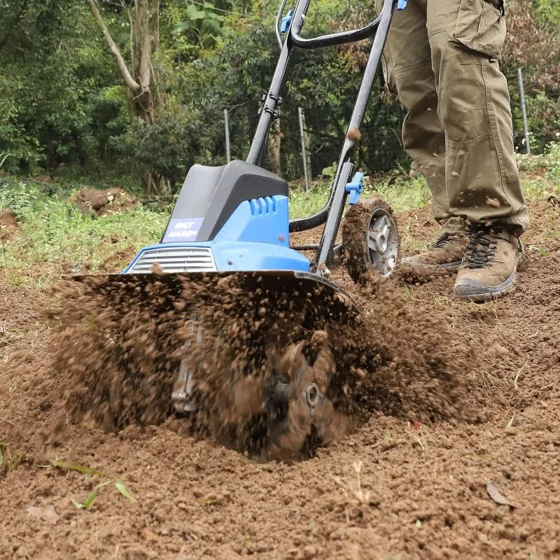 Helmstok Cultivator 16 Inch, 13.5 Mp 6 Stalen Tanden Frezen Voor Tuinieren Opvouwbaar, Elektrische Tuin Rototiller Met Verstelbare Wielen