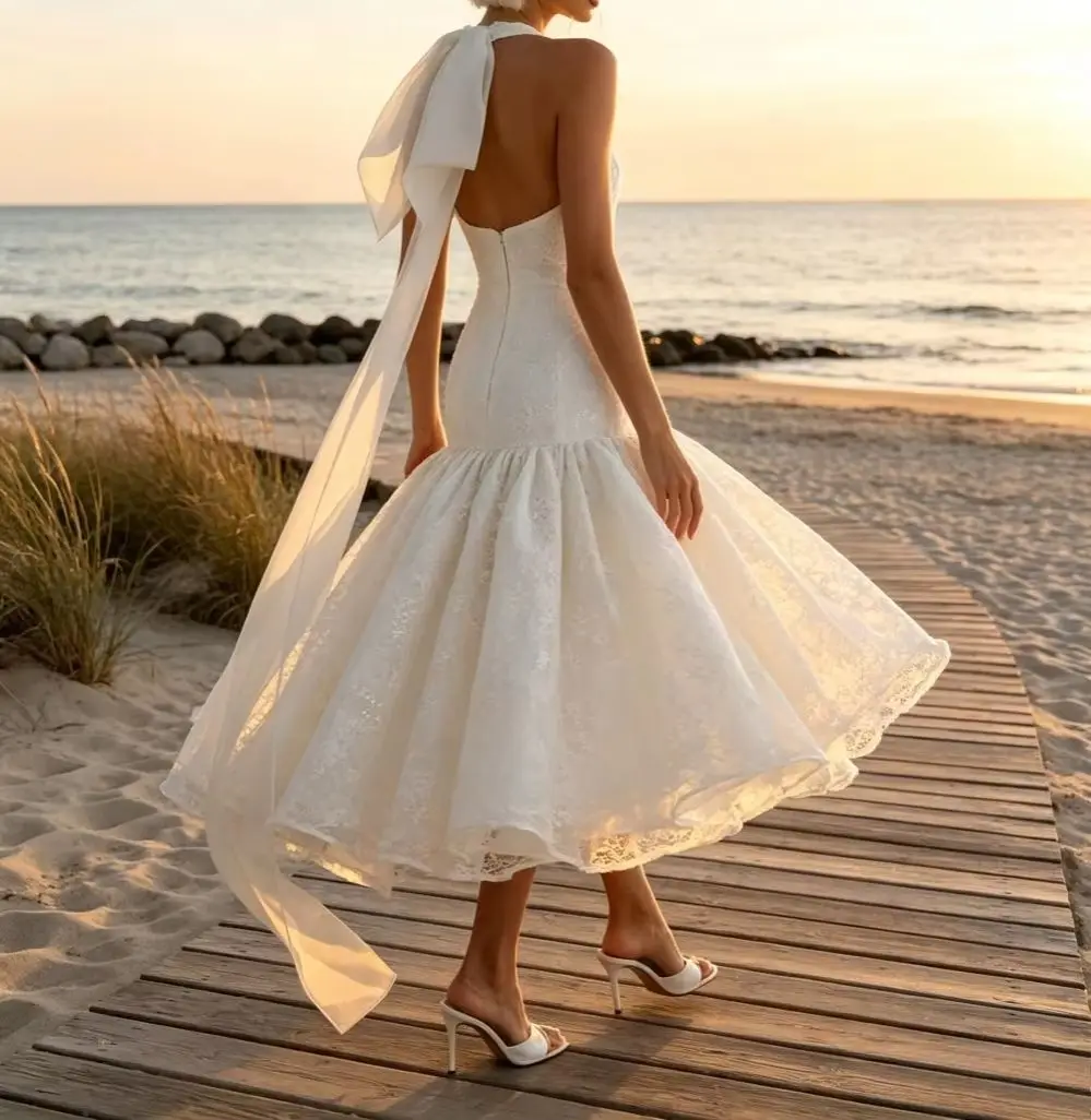 Customized 2026 Camisole Wedding Dress with High-low A-line Design Backless Pleated Edge Decal Bridal Gown Suitable for Parties