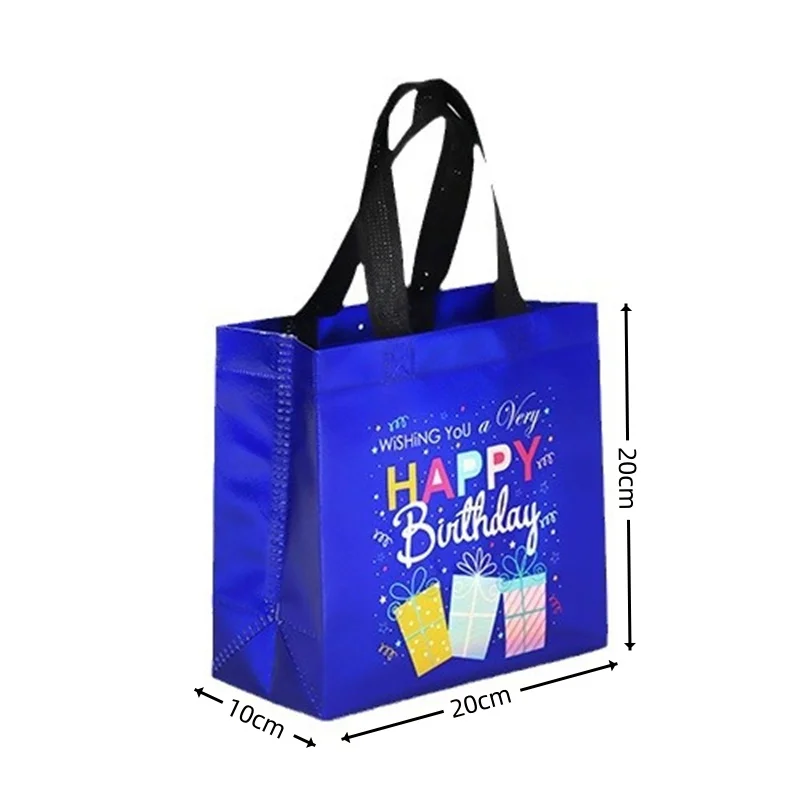 StoBag 25pcs Laser Color Non-woven Tote Bags Birthday Gift Packaging Children Kids Portable Fabric Reusable Pouches Party Favors