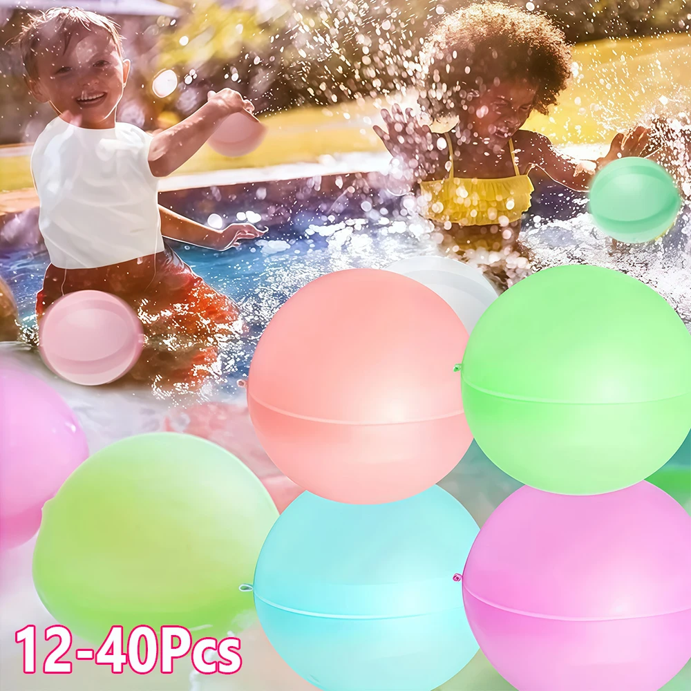 Kids Outdoor Water Toys - 12/20/24/40Pcs Reusable Water Balloons, Pool Beach