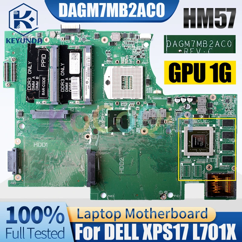 

DAGM7MB2AC0 For DELL XPS17 L701X Notebook Mainboard N11P-GT-B-A1 1G HM57 03P2M4 Laptop Motherboard