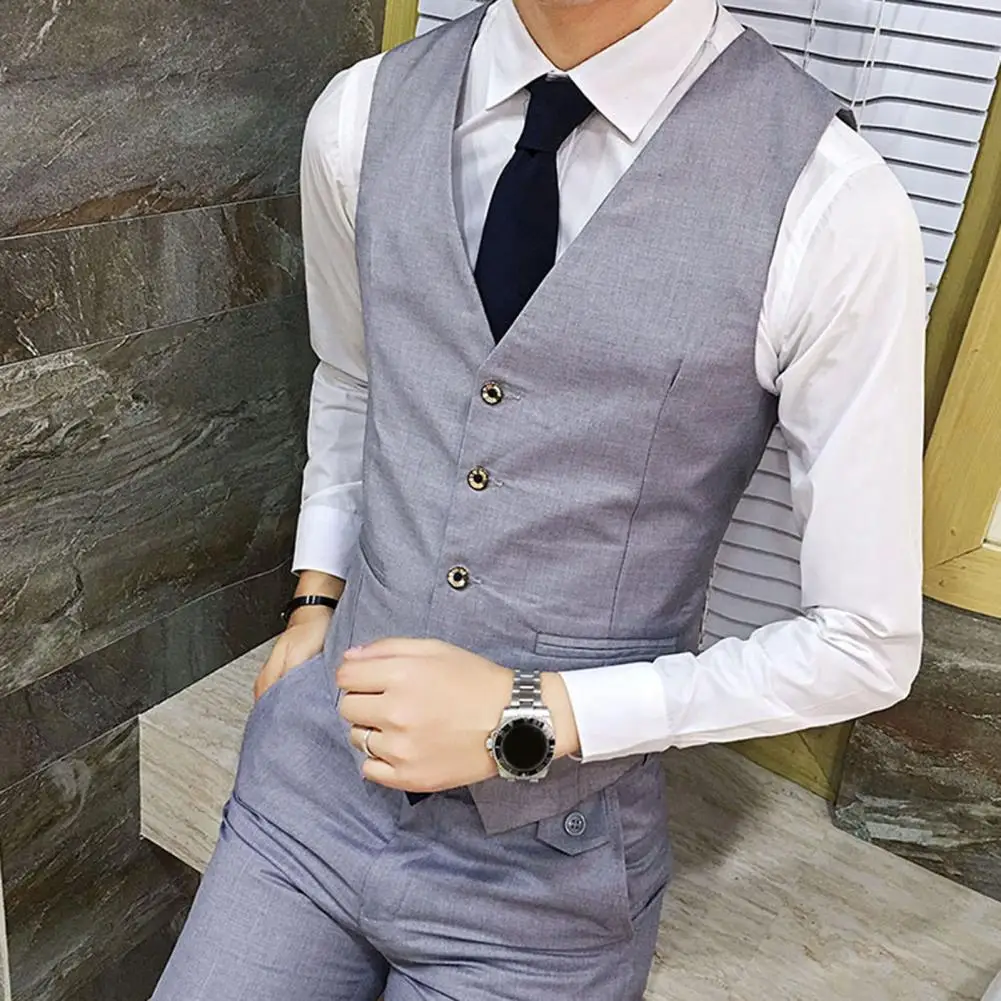 Suit Vest Men New Slim Fit Sleeveless Single-breasted Cardigan Mens Formal Business Wedding Dress Vests Waistcoat Chaleco Hombre