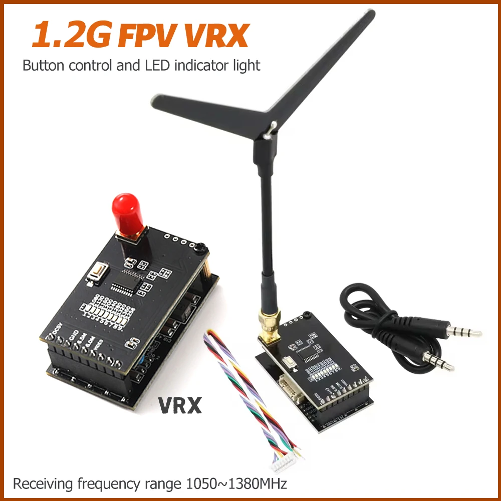 1.2G 8CH VRX 1200mhz Analog VTX Video Receiver Av out with Antenna For Long Rang Racer Drone Multirotor DIY Parts